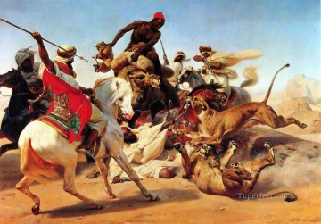  árabe - La caza del león Horace Vernet Árabe